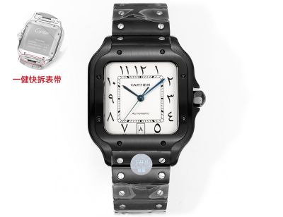THB Factory Cartier Replica Watch Santos Middle East Version Tape Black Steel Case Diameter 39.8mm watch